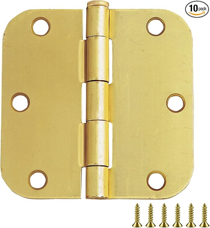 Design House 10-Pack 3.5-Inch x 3.5-Inch Interior Door Hinges with 5/8-Inch Radius, Satin Brass, ... | Amazon (US)