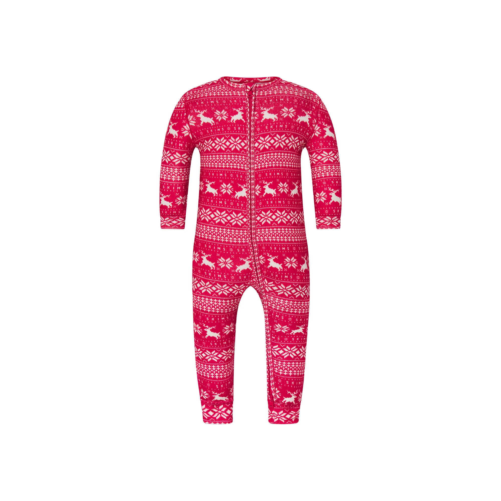 LOGO PLUSH POINTELLE BABY ONESIE | RED DEER FAIR ISLE | SKIMS (US)
