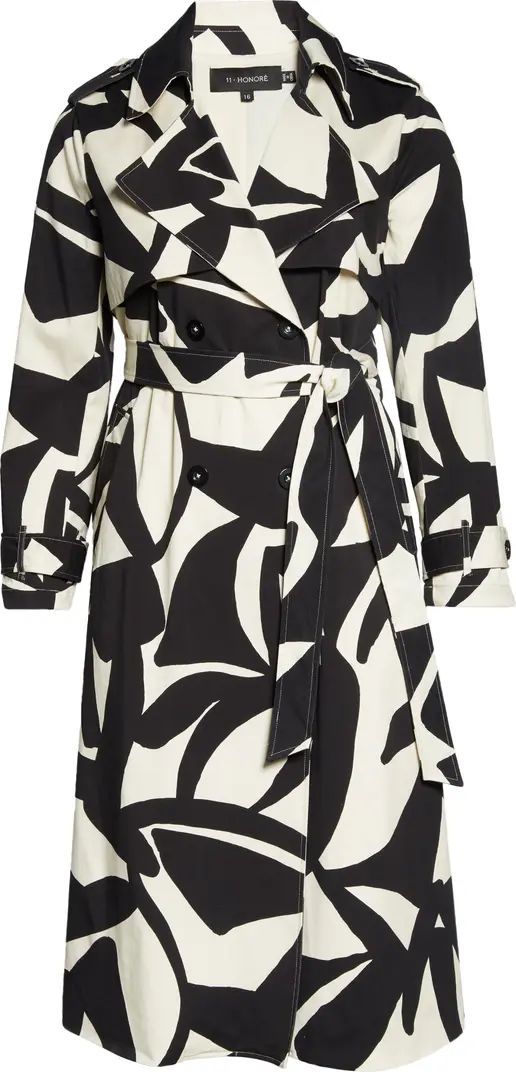 11 Honoré Demi Abstract Print Cotton Blend Trench Coat | Nordstrom | Nordstrom