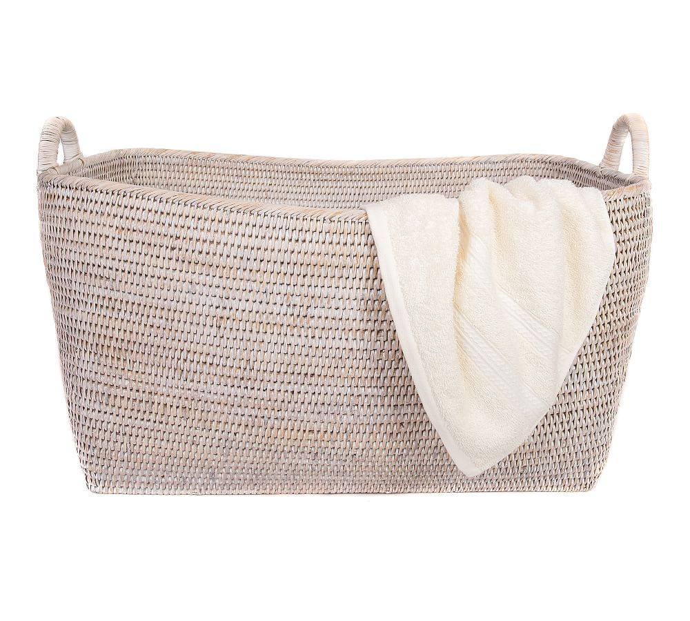 Tava Handwoven Rattan Basket With Hoop Handles | Pottery Barn (US)