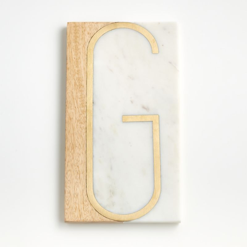 "G" Monogrammed Serving Board + Reviews | Crate & Barrel | Crate & Barrel