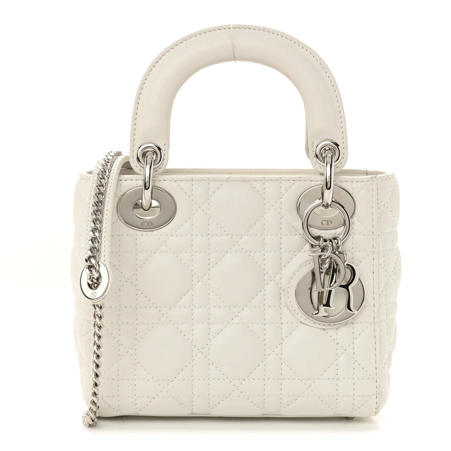 Christian Dior Lambskin Cannage Mini Lady Dior White 1739416 | FASHIONPHILE (US)