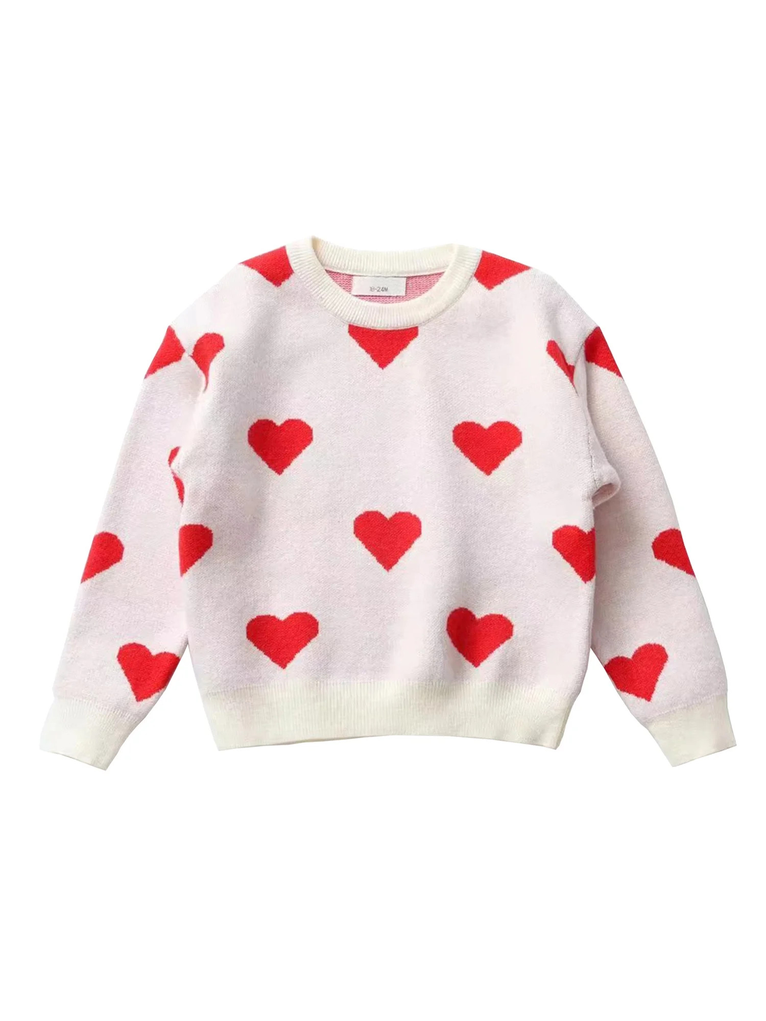 Canis Heart Print Long Sleeve Sweaters for Baby Girls on Valentine’s Day - Walmart.com | Walmart (US)