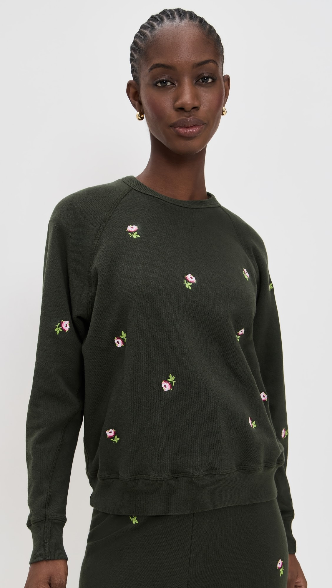 The College Sweatshirt with Embroidered Roses | Shopbop