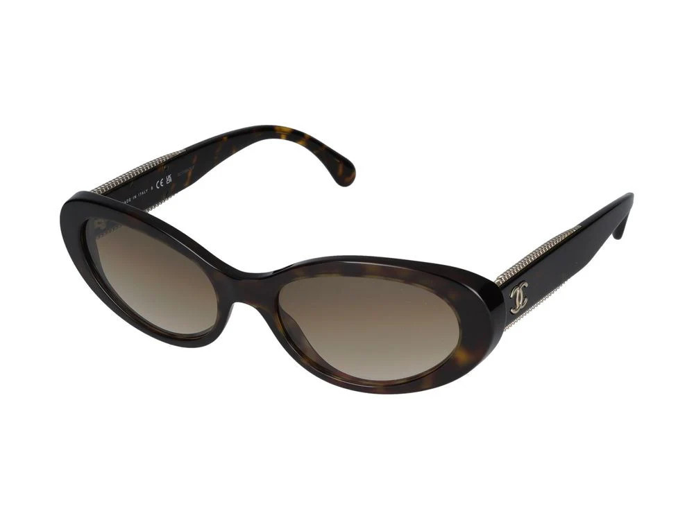 Chanel 0CH5515 Oval Acetate Sunglasses — Black | Italist Inc.