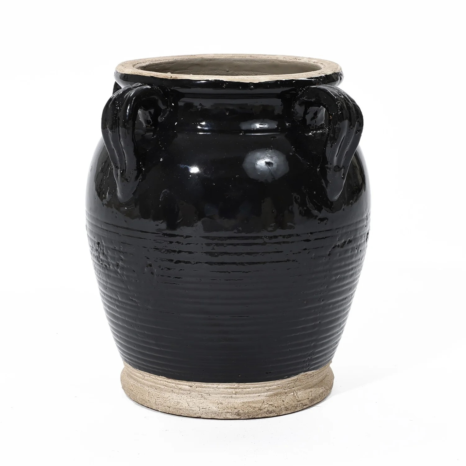 LuxenHome Black Jug Round Terracotta Vase with Two Handles | Walmart (US)