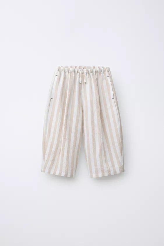 PANTALON BALLON À PLIS ET RAYURES | Zara US