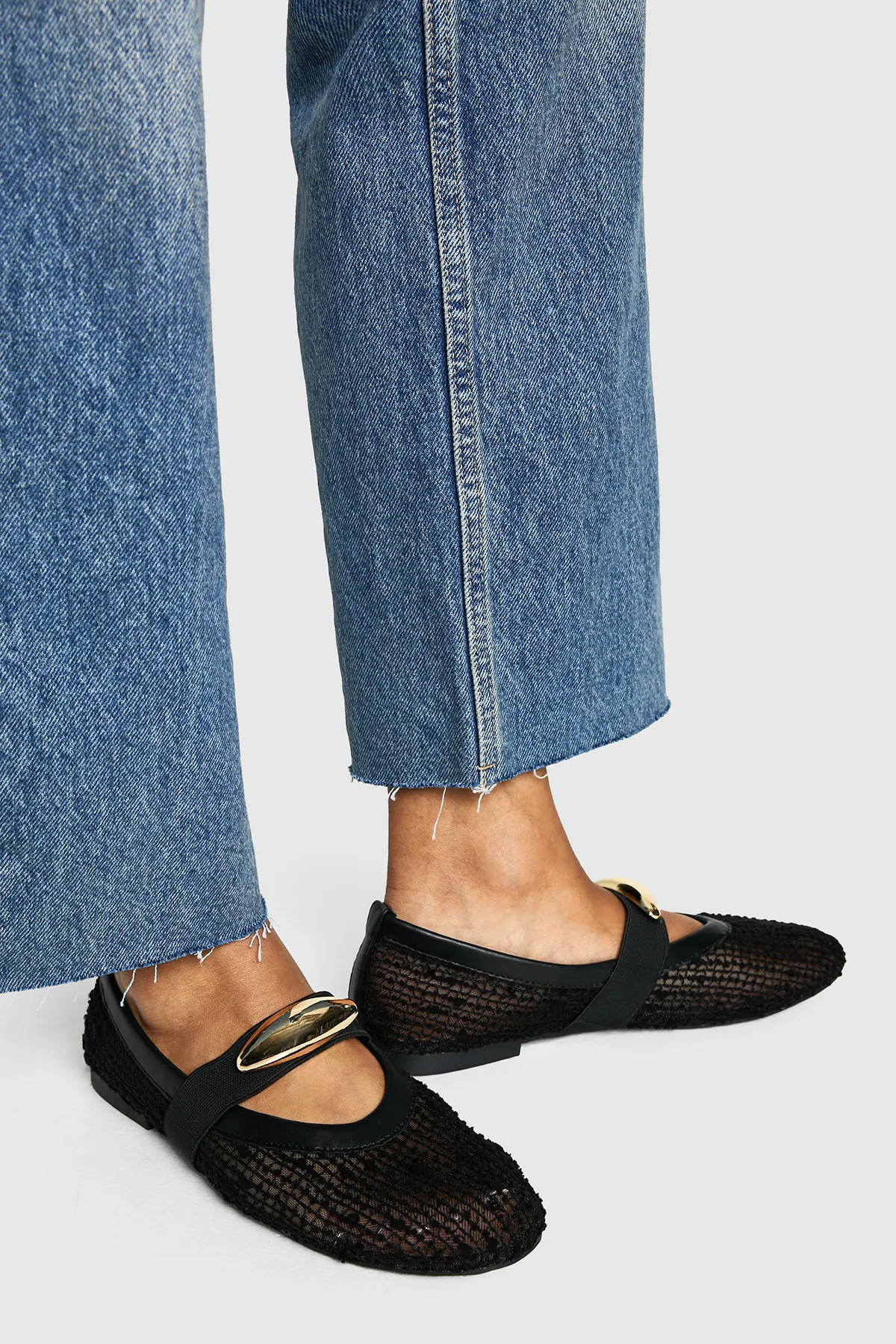 Gold Hardware Mesh Ballets | Boohoo.com (UK & IE)