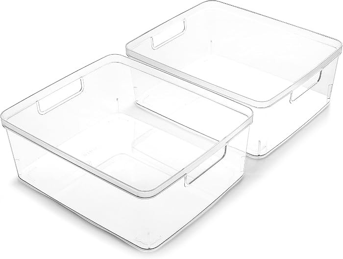 BINO | Plastic Storage Bins, Medium - 2 Pack | THE LUCID COLLECTION | Multi-Use Built-In Handles ... | Amazon (US)