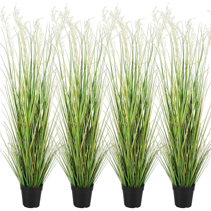 Jexine 4 Pcs 5 ft Tall Artificial Grass Plant Potted Artificial Greenery Floor Plants Faux Pampas... | Amazon (US)