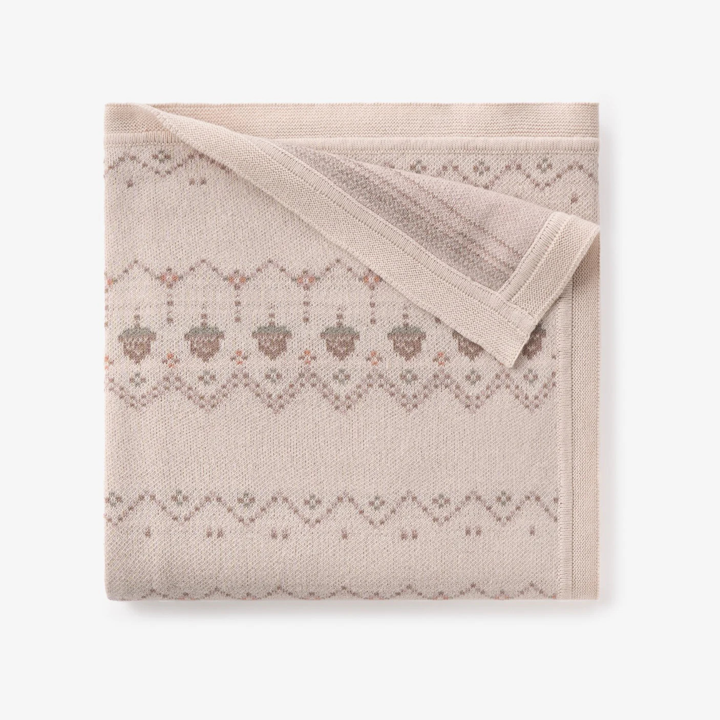 Acorn Fairisle Knit Baby Blanket | Elegant Baby