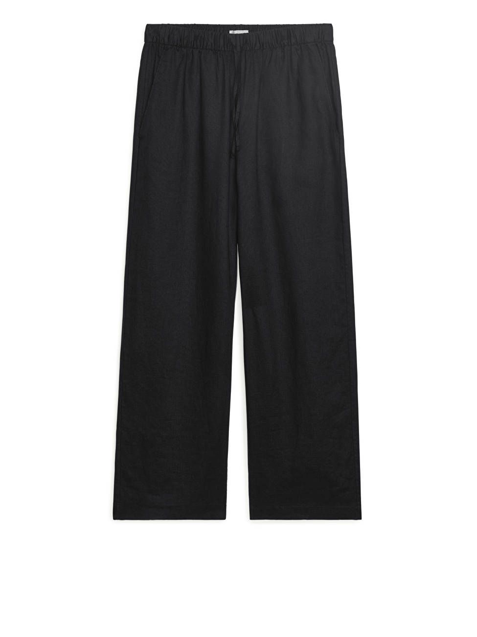 Elastic-Waist Linen Trousers - Black - ARKET GB | ARKET (US&UK)