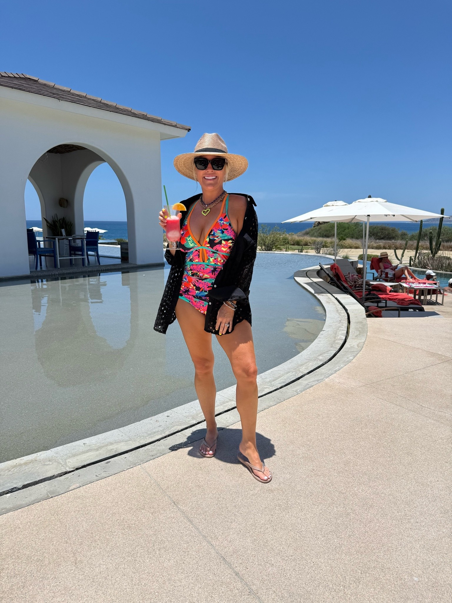 Today’s swim outfit for the pool 
Swimsuit size medium