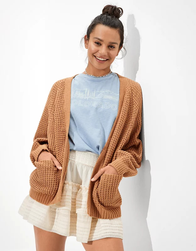 AE Oversized Chenille Cardigan | American Eagle Outfitters (US & CA)