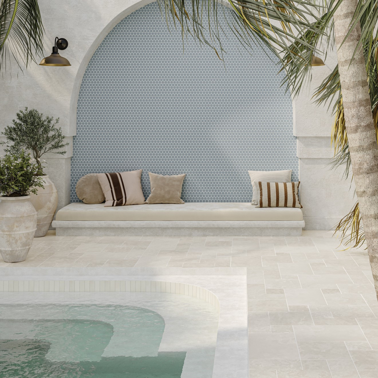 3cm Tumbled Limestone Paver in Menia Cream | Bedrosians Tile and Stone