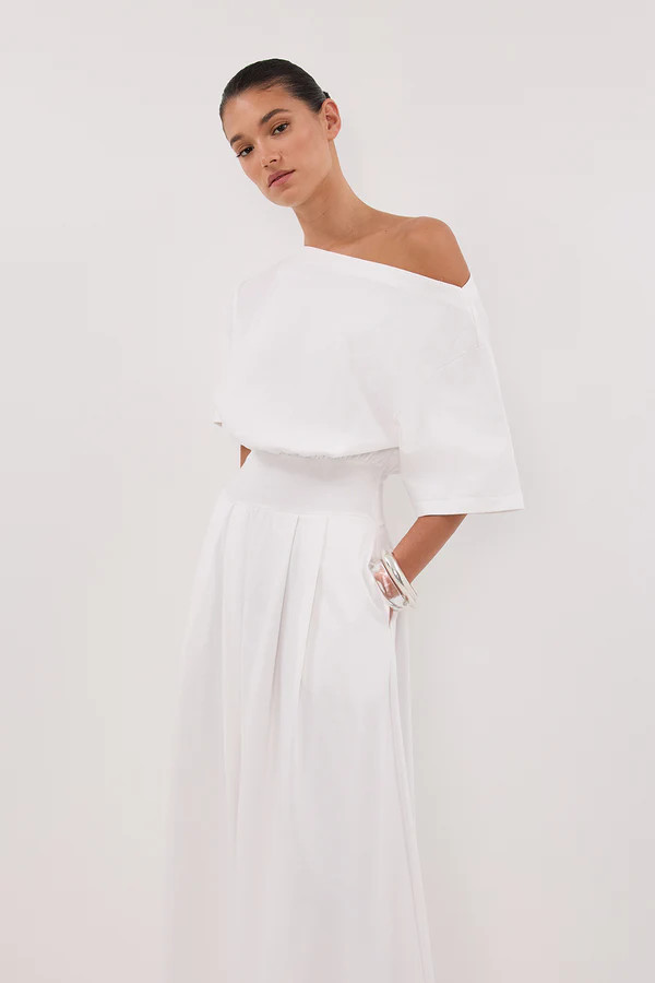ESME WHITE ASYM MAXI DRESS | DISSH