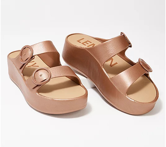 Lemon Jelly Vegan Double Band Slide Sandals - Gaia - QVC.com | QVC