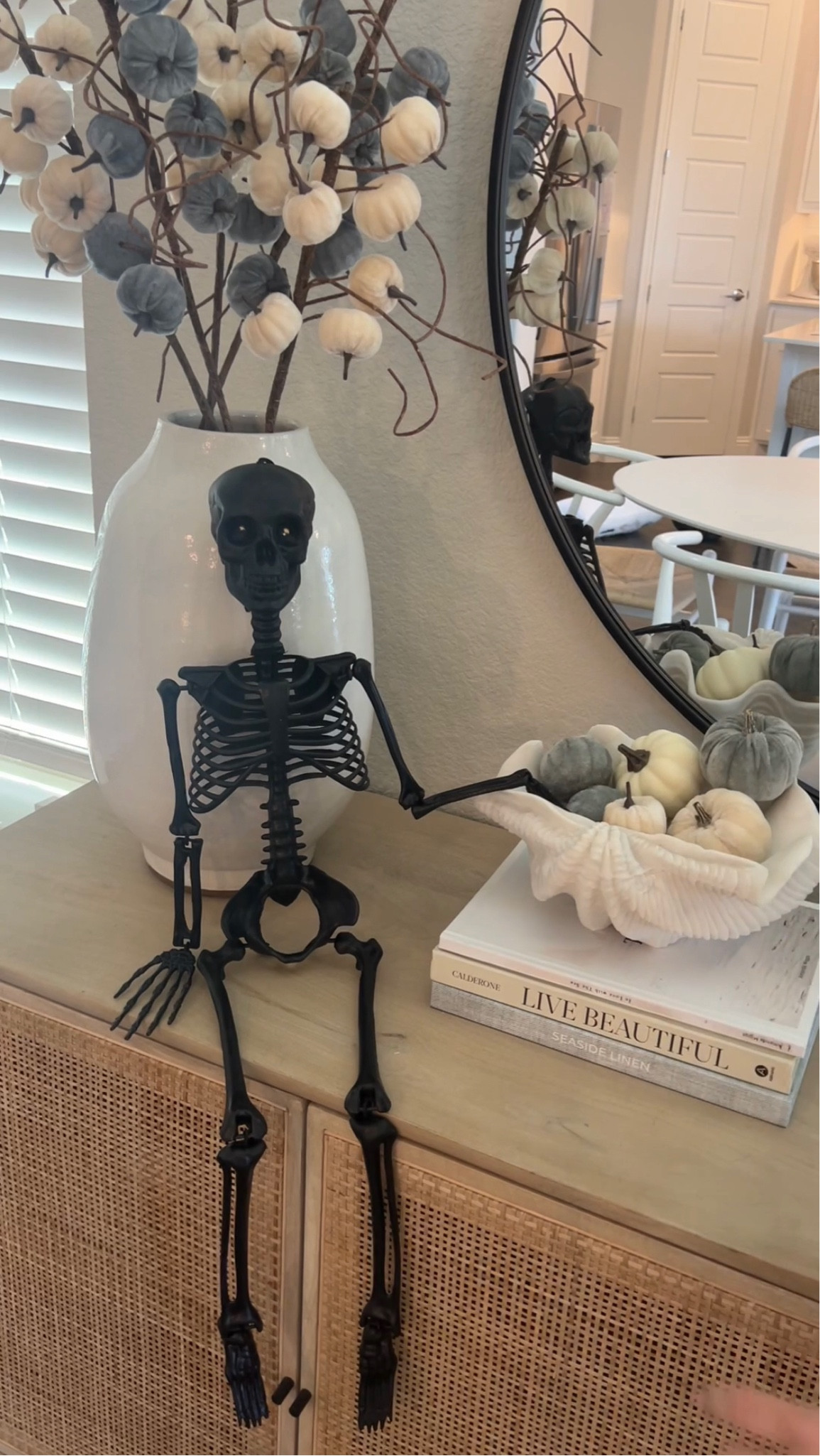 Halloween decor, fall decor, home decor, modern home, black skeleton, pumpkin decor #ltkhalloween 

#LTKhome #LTKSeasonal #LTKFind
