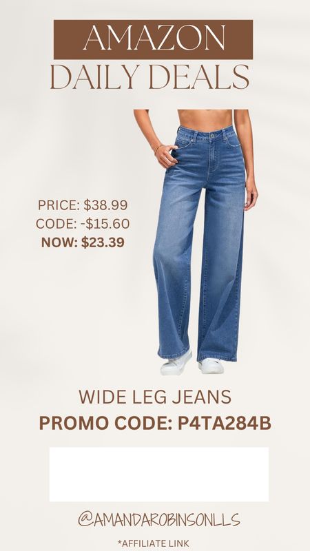 Amazon Daily Deals
Wide leg denim jeans 

#LTKSaleAlert #LTKFindsUnder50