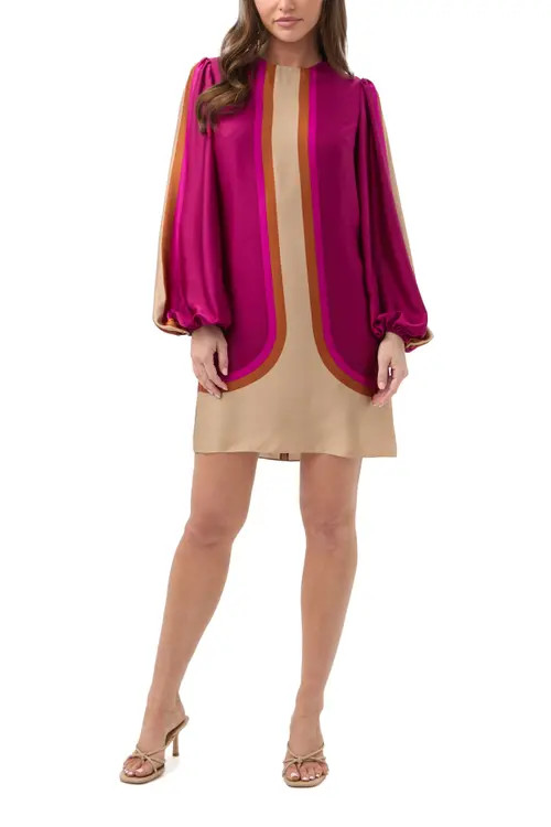 Trina Turk Elm Long Sleeve Printed Shift Dress in Multi at Nordstrom, Size 6 | Nordstrom