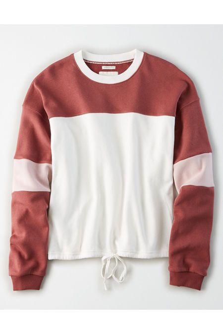 AE Fleece Cinched Crew Neck Sweatshirt | American Eagle Outfitters (US & CA)