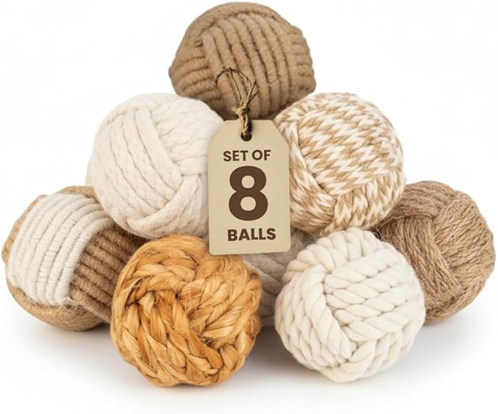 Nautical Rope Balls Decorative – 2 Inch – Set of 8 – Handmade from Jute and Cotton – for ... | Amazon (US)