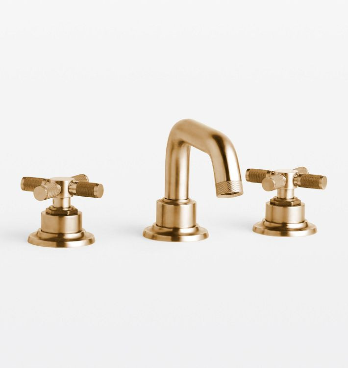 Descanso Short Spout Cross Handle Widespread Bathroom Faucet | Rejuvenation