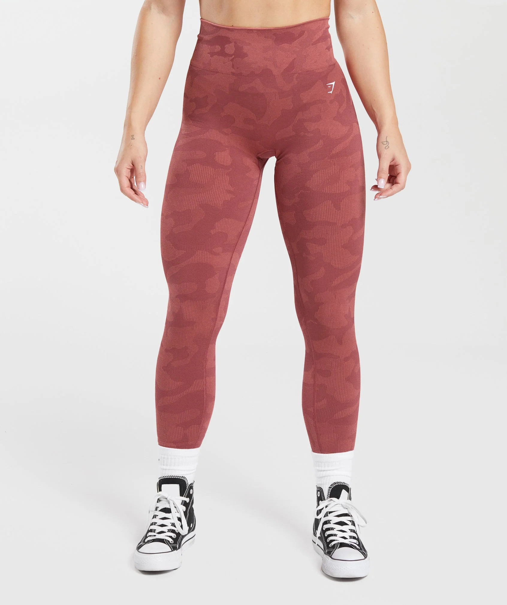 Gymshark Adapt Camo Seamless Ribbed Leggings - Soft Berry/Sunbaked Pink | Gymshark US