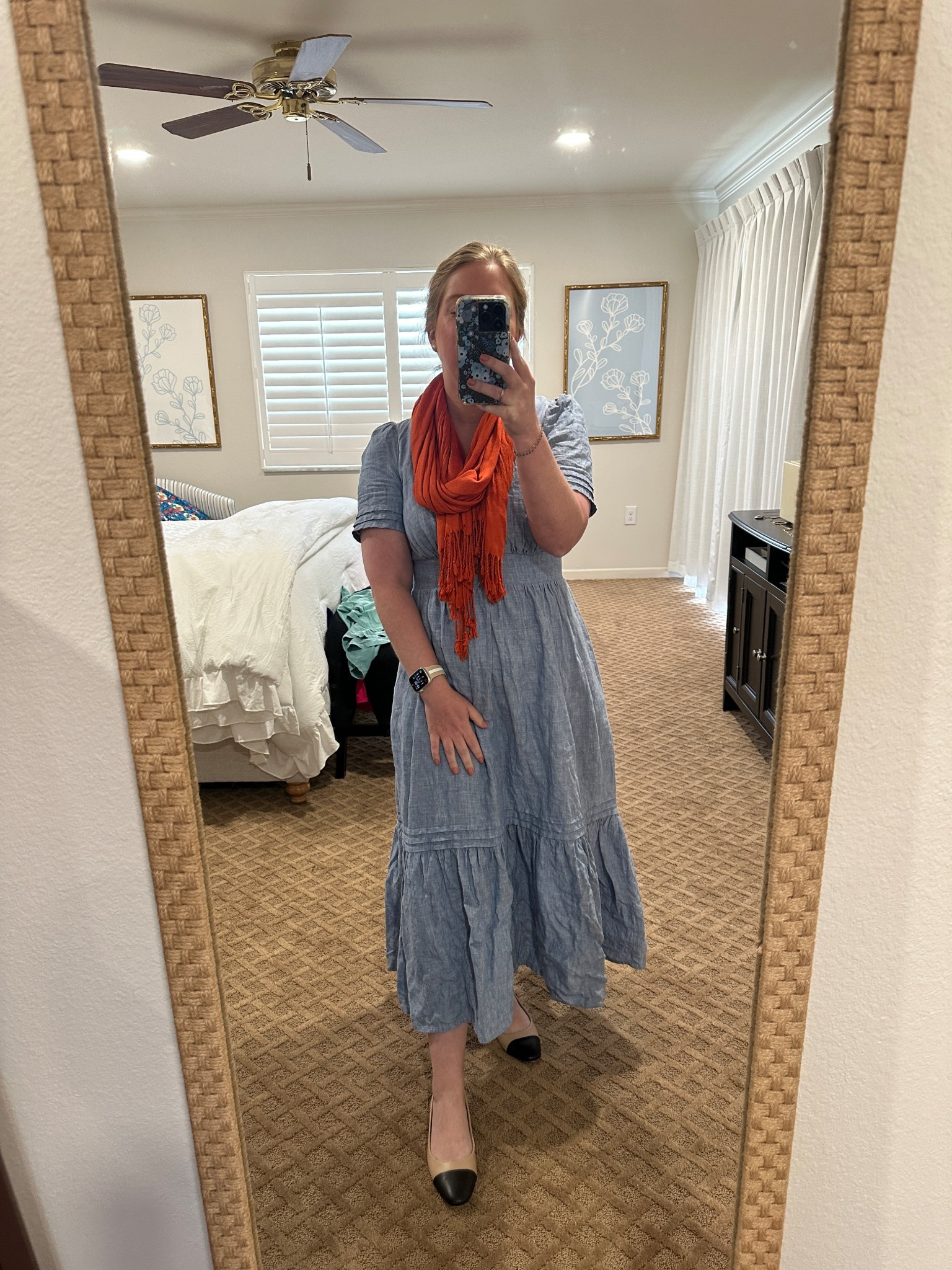 belted linen blend midi dress The Linen Belted Midi Dress main image 1