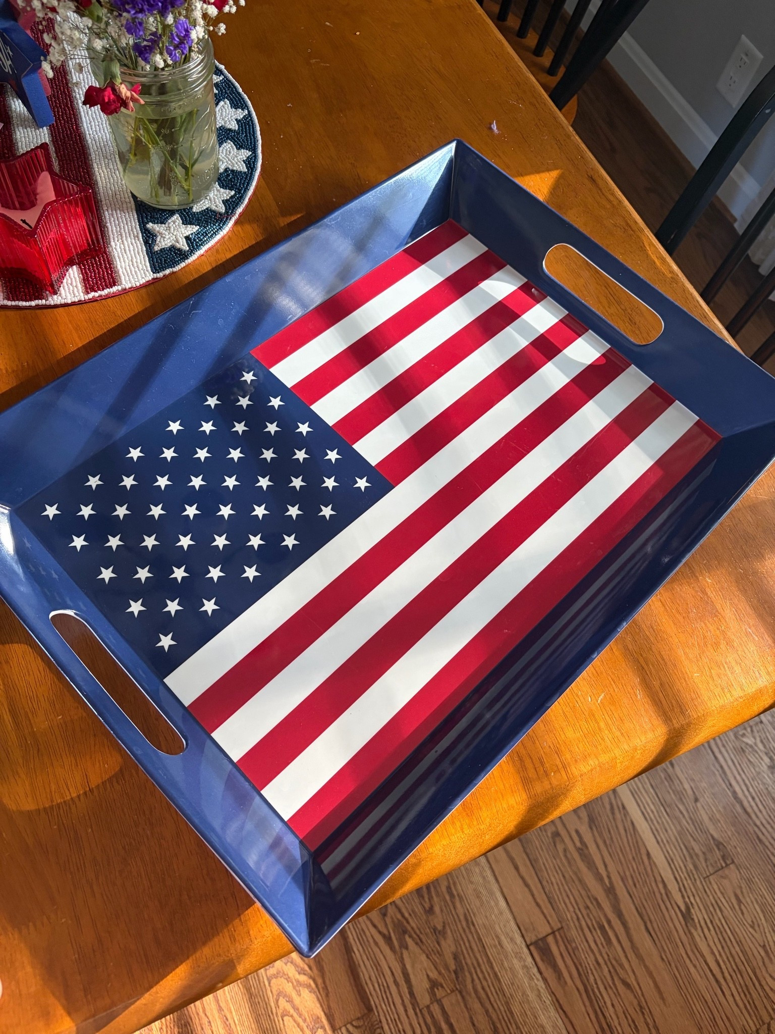 Fourth of July - flag tray 

#patriotic #redwhiteandblue #americana #summer #patio #fourthofjuly #july4th

#LTKSeasonal #LTKHome #LTKSaleAlert