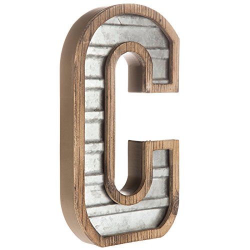 XXL 14" Galvanized Metal and Wood Industrial Home and Business Wall Letters Monogram Letter C | Amazon (US)