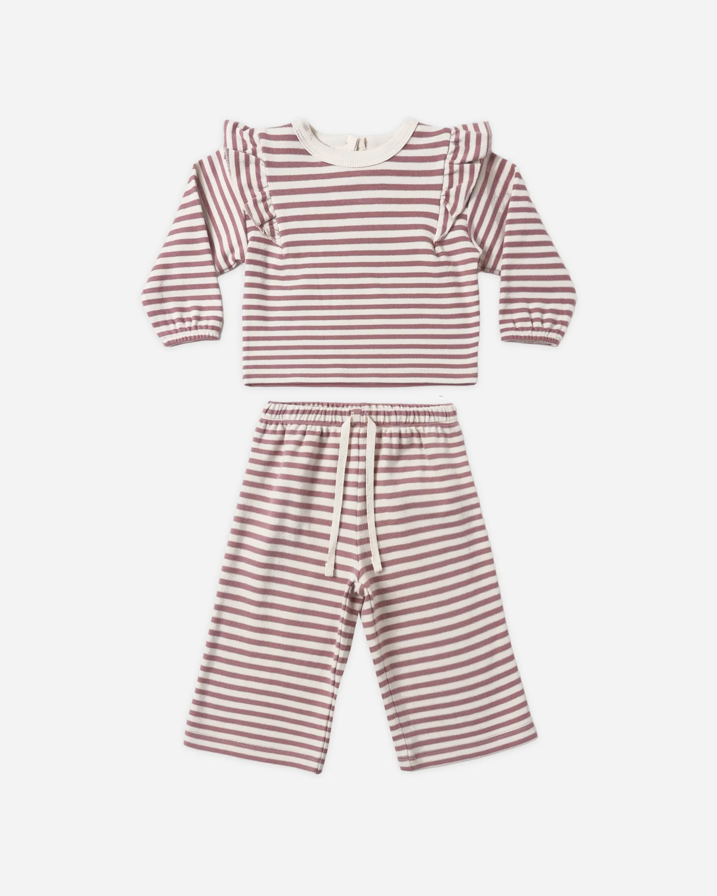 Ruffle Cozy Set Mulberry Stripe | Rylee + Cru