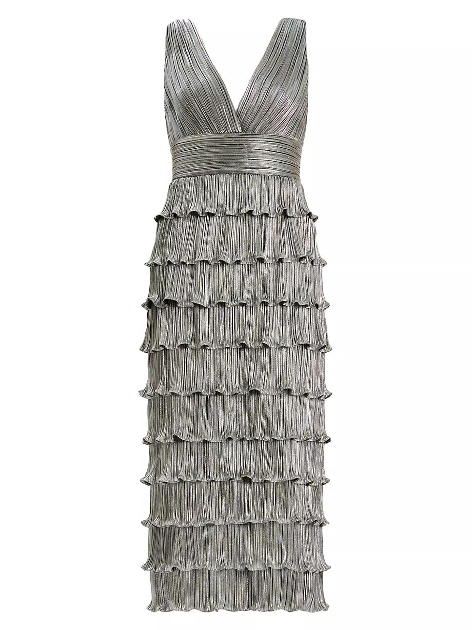 Pleated Metallic Ruffled Midi-Dress | Saks Fifth Avenue