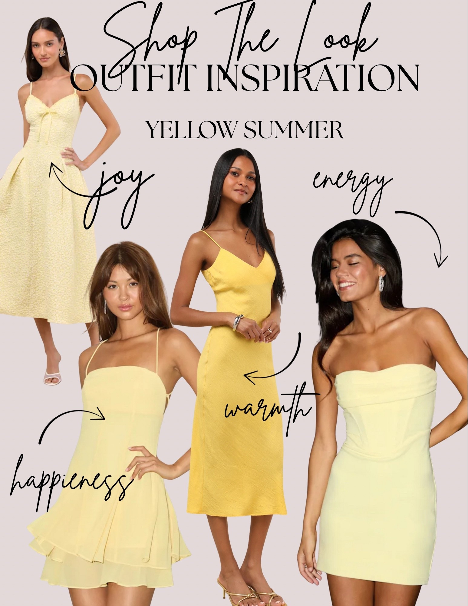 Yellow summer dresses evoke joy, happiness, energy and warmth. Summer wedding guest date night outfit. Yellow strapless mini dress. Yellow satin dress. Yellow midi dress.

#LTKFindsUnder100 #LTKWedding #LTKParties