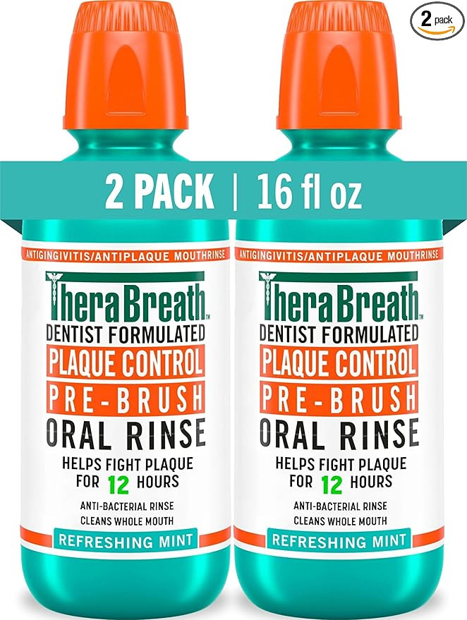 TheraBreath Plaque Control Pre-Brush Oral Rinse, Refreshing Mint Flavor, Antigingivitis and Antip... | Amazon (US)