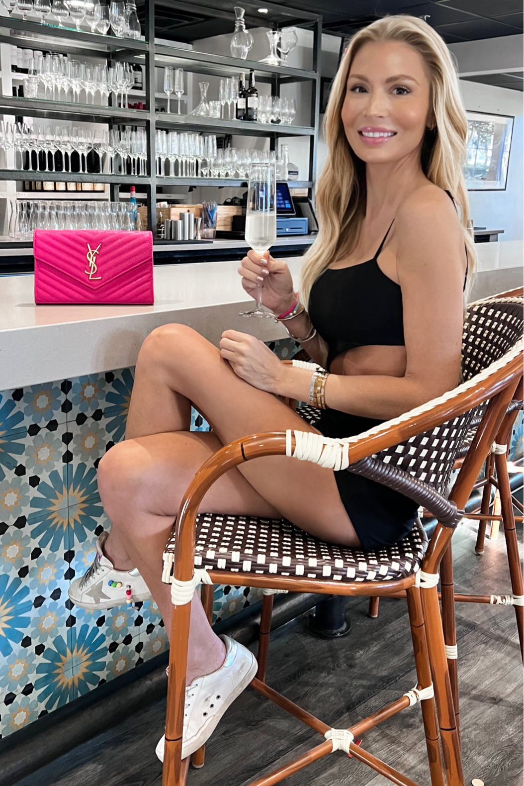 Black cutout romper revolve sexy date night spring break night out Nashville golden goose YSL clutch 
