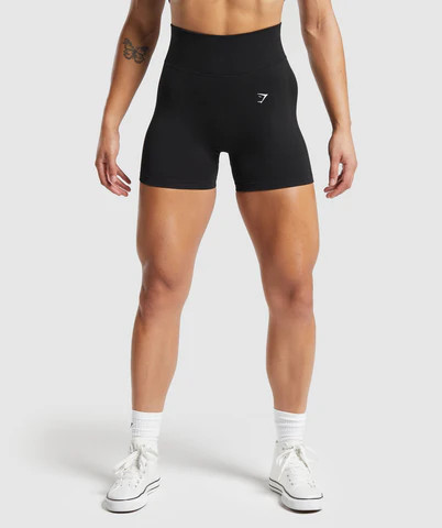 Gymshark Lift Contour Seamless Shorts - Black/Black Marl | Gymshark (Global)