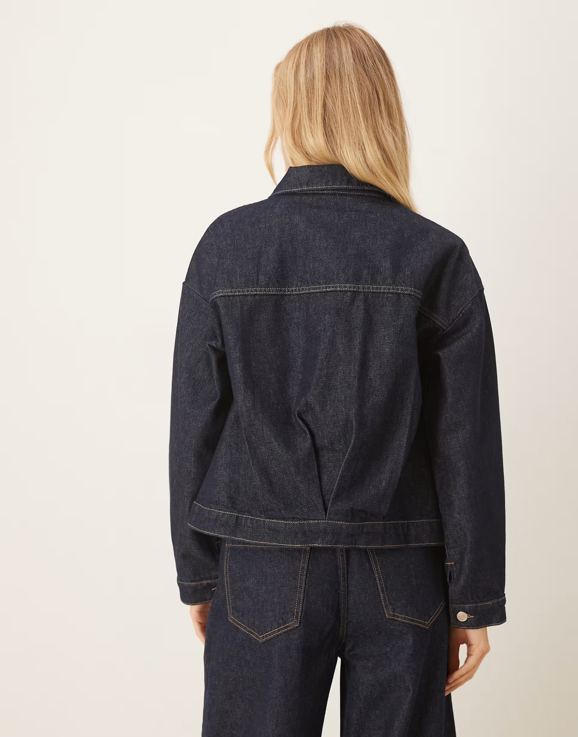 ASOS DESIGN boxy denim jacket with back pleat in indigo | ASOS (Global)