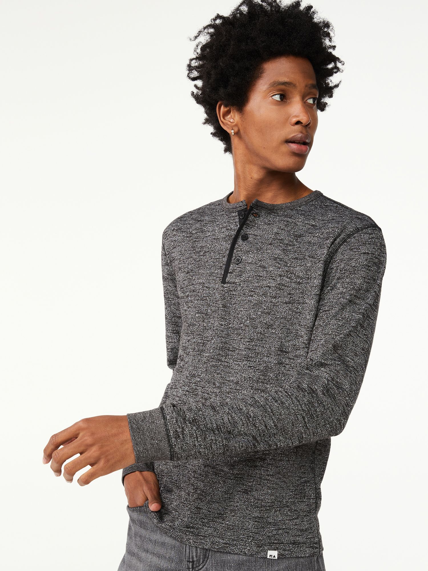 Free Assembly Men's Long Sleeve Textured Henley Top | Walmart (US)