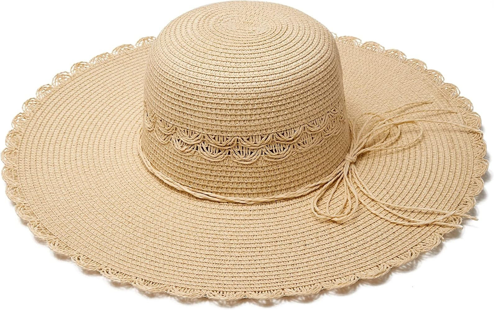 ARVORES Floppy Sun Hat for Women - Summer Straw Wide Brim Beach Travel Foldable Hats | Amazon (US)