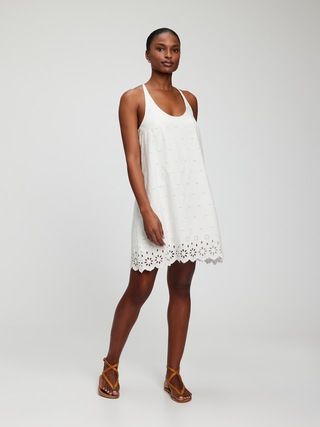 Eyelet Scalloped Mini Dress | Gap (CA)