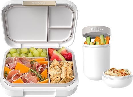Bentgo® Modern Bento-Style Lunch Box Set With Reusable Snack Cup (White) | Amazon (US)