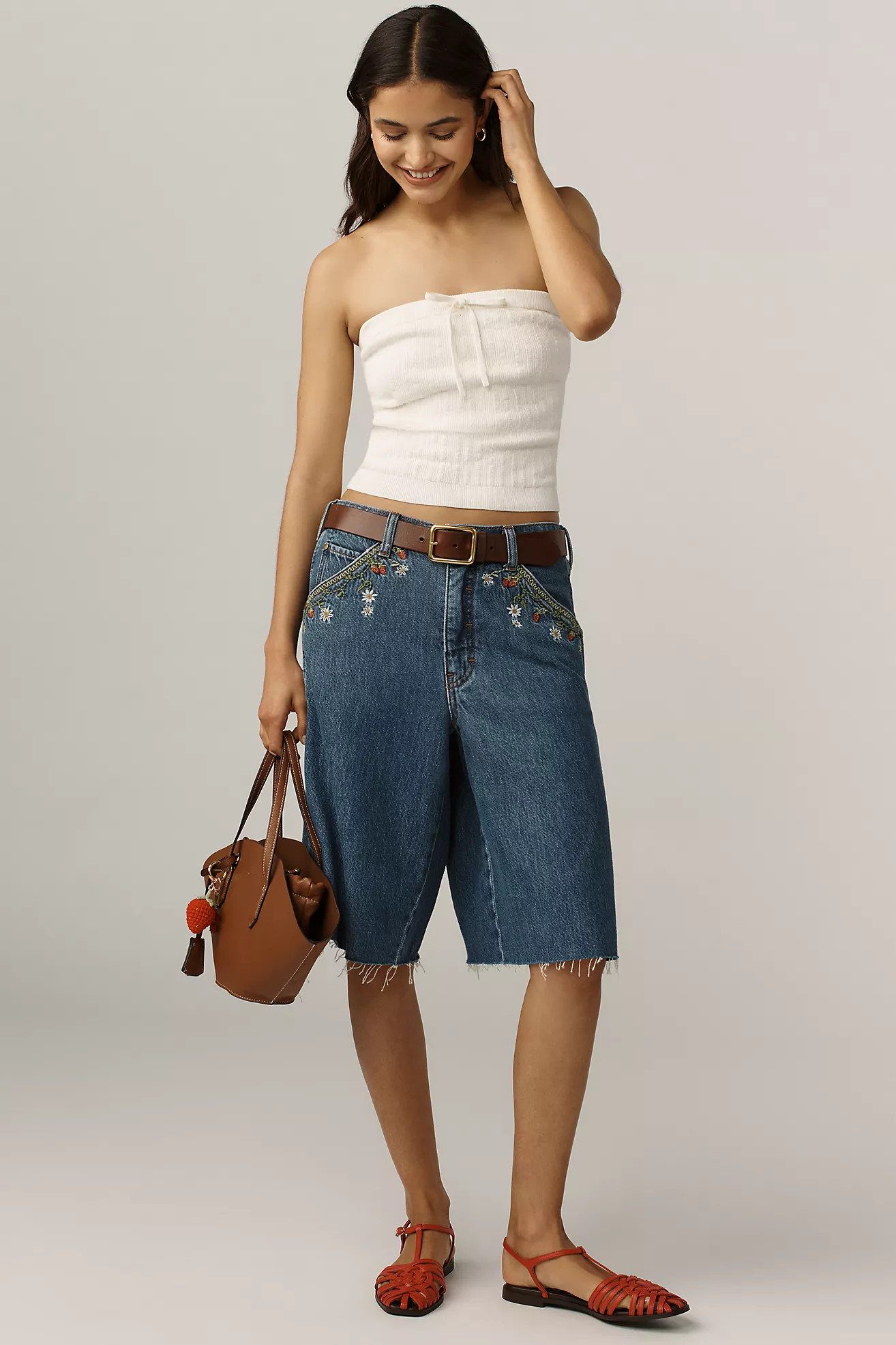 Pilcro Elastic-Back Denim Bermuda Shorts | Anthropologie (US)
