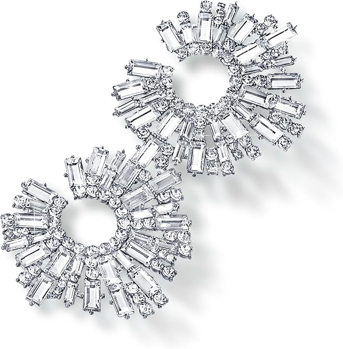 Wedding Earrings Cubic Zirconia AAAAA Grade 18K Gold Plated Elegant Crystal Wreath Curved Brillia... | Amazon (US)