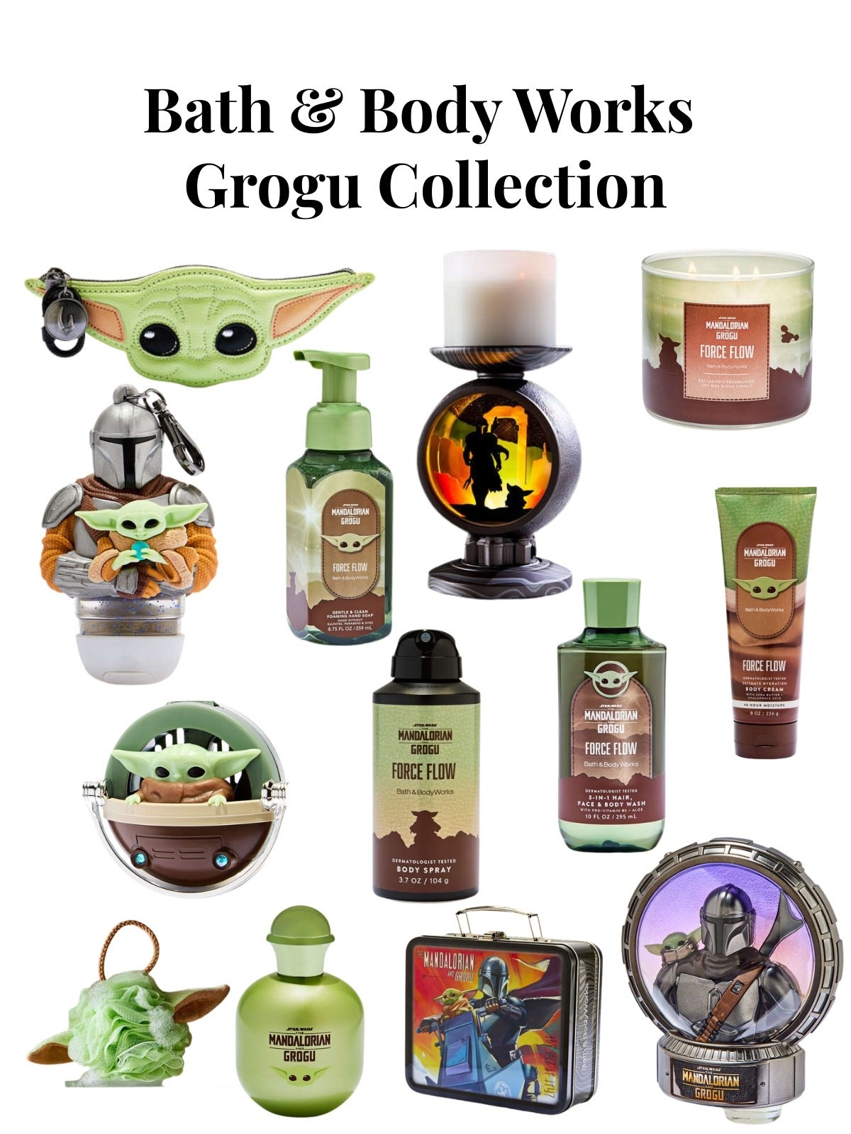 Bath & Body Works has a new collection featuring The Mandalorian & Grogu! These are the Grogu items including a coin purse, pocket bac holder, soap, a candle, and more 💚🤎

#LTKHome #LTKSeasonal