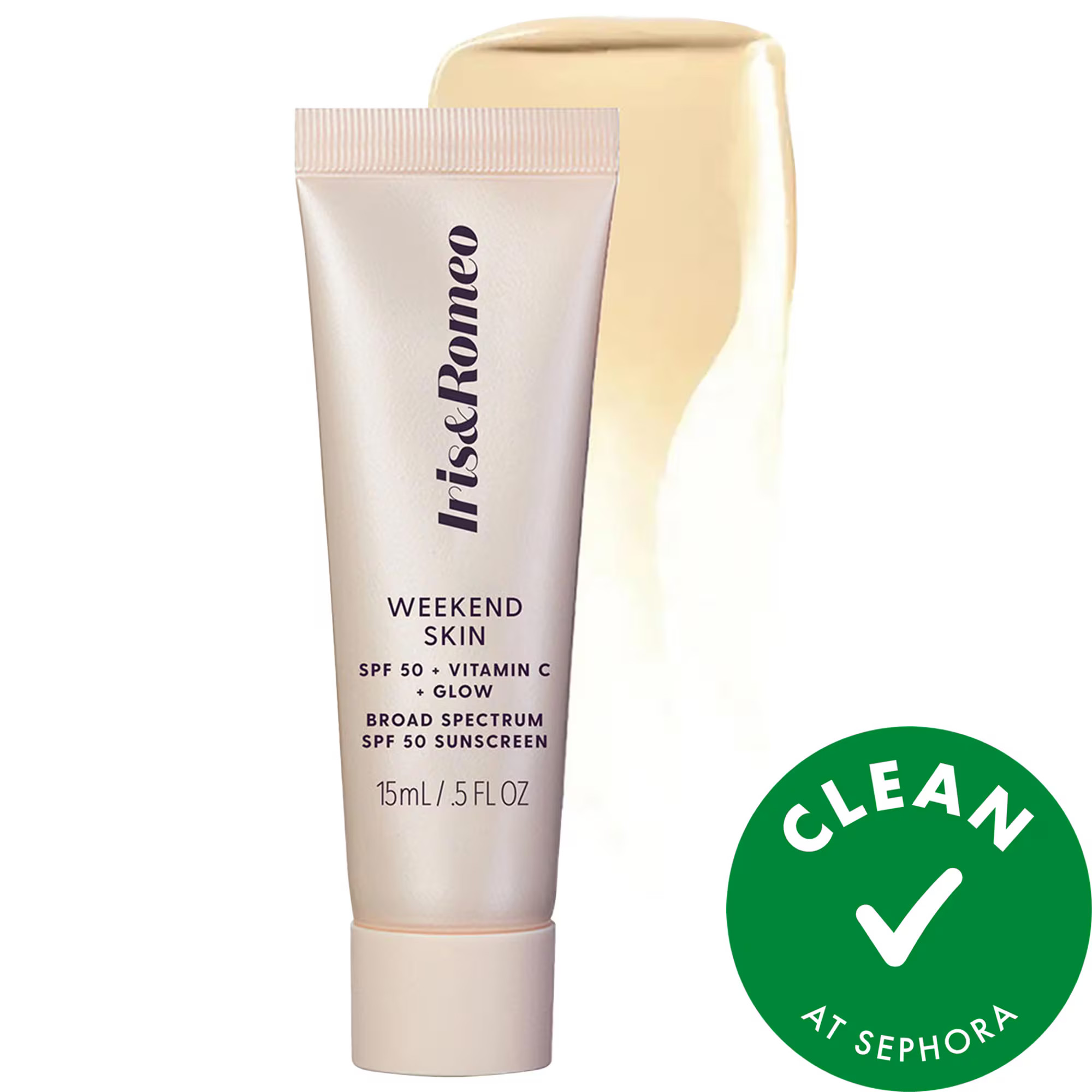 Iris & Romeo Mini Weekend Skin SPF 50 Instant Glow Tinted Mineral Sunscreen with Vitamin C + Niacinamide 0.5 oz / 15 mL | Sephora (US)