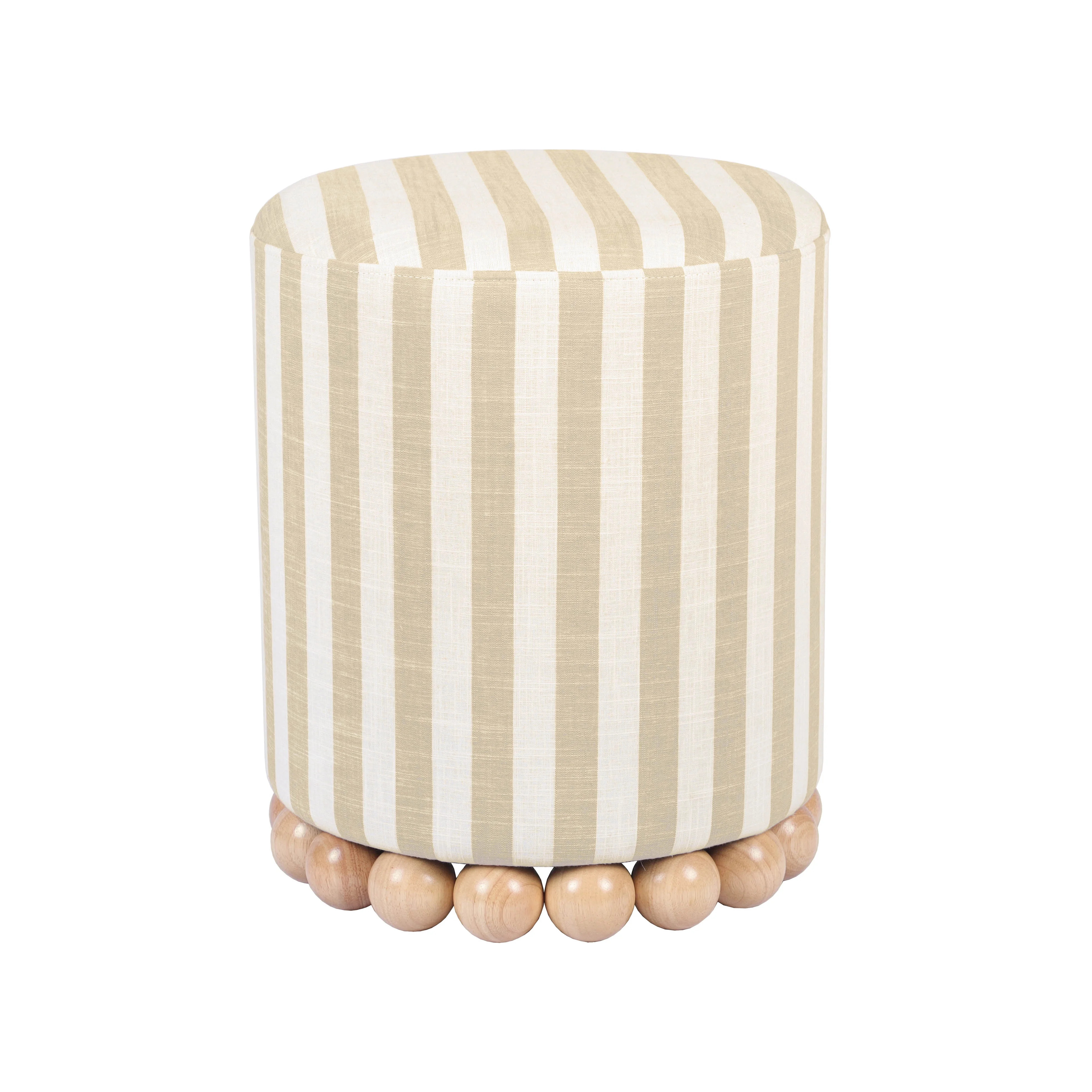 Dex Beige Striped Linen Ottoman - Walmart.com | Walmart (US)