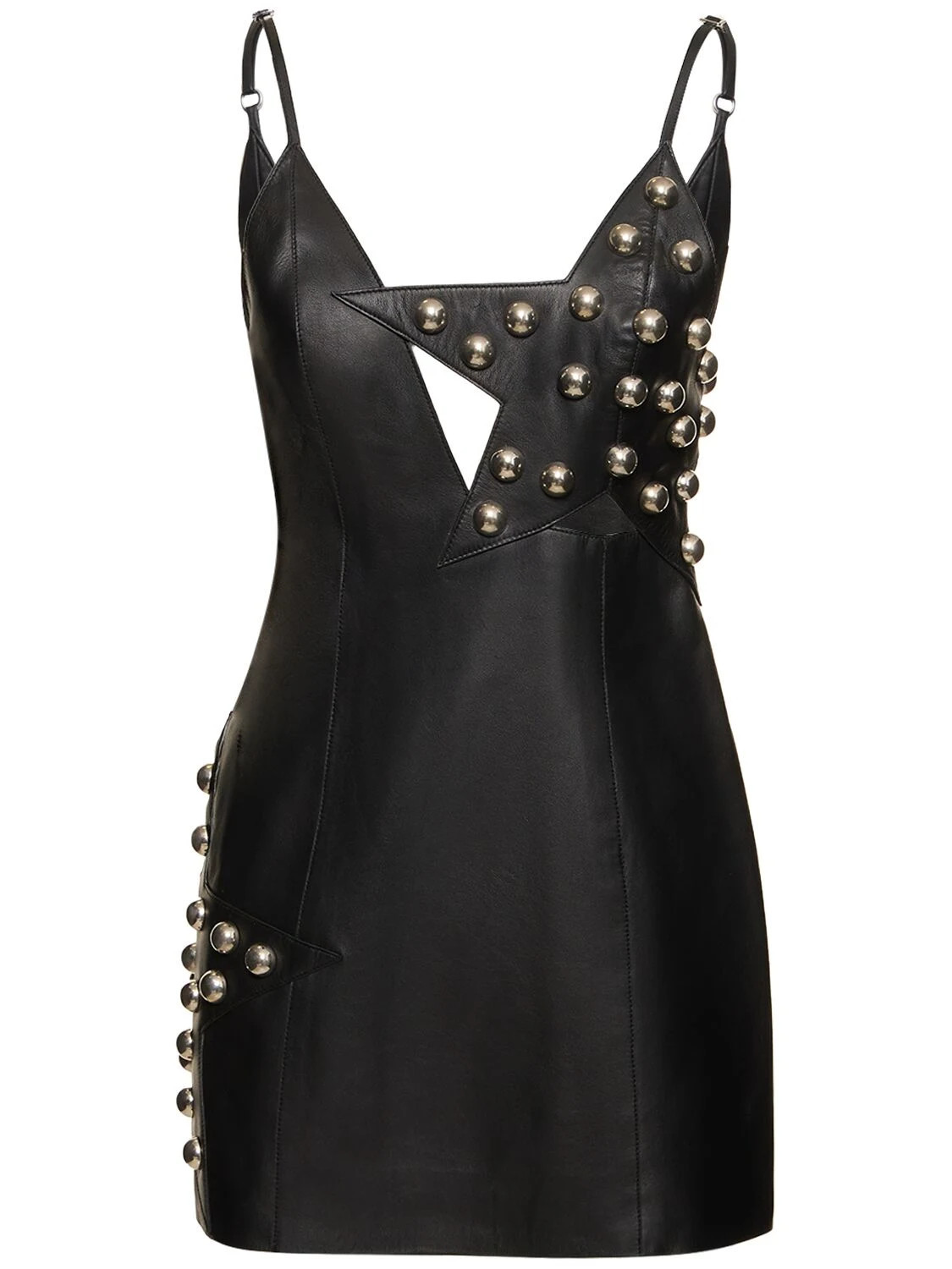 Studded Polka Dot Leather Mini Dress | Luisaviaroma