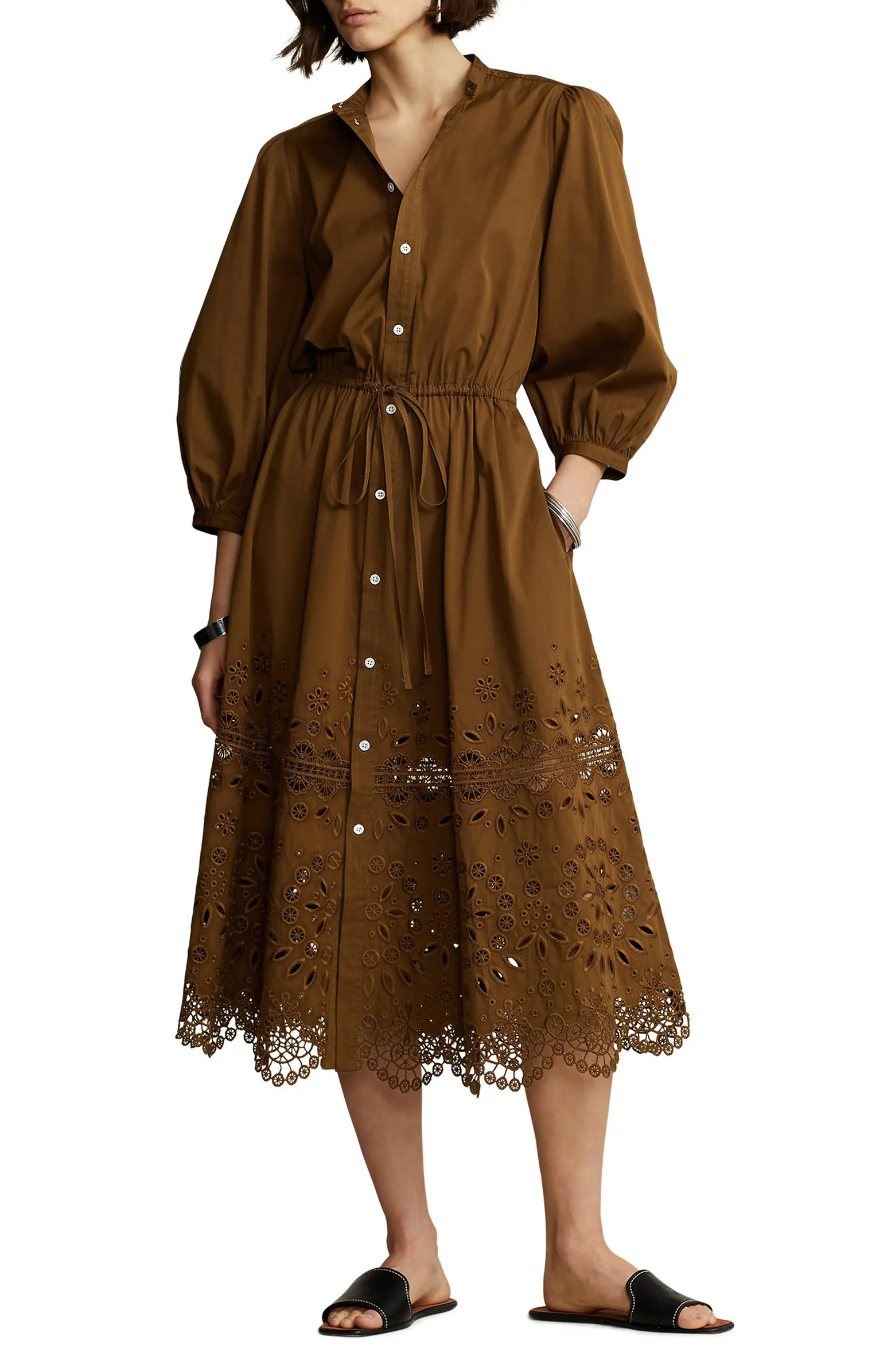 Eyelet Detail Cotton Shirtdress | Nordstrom