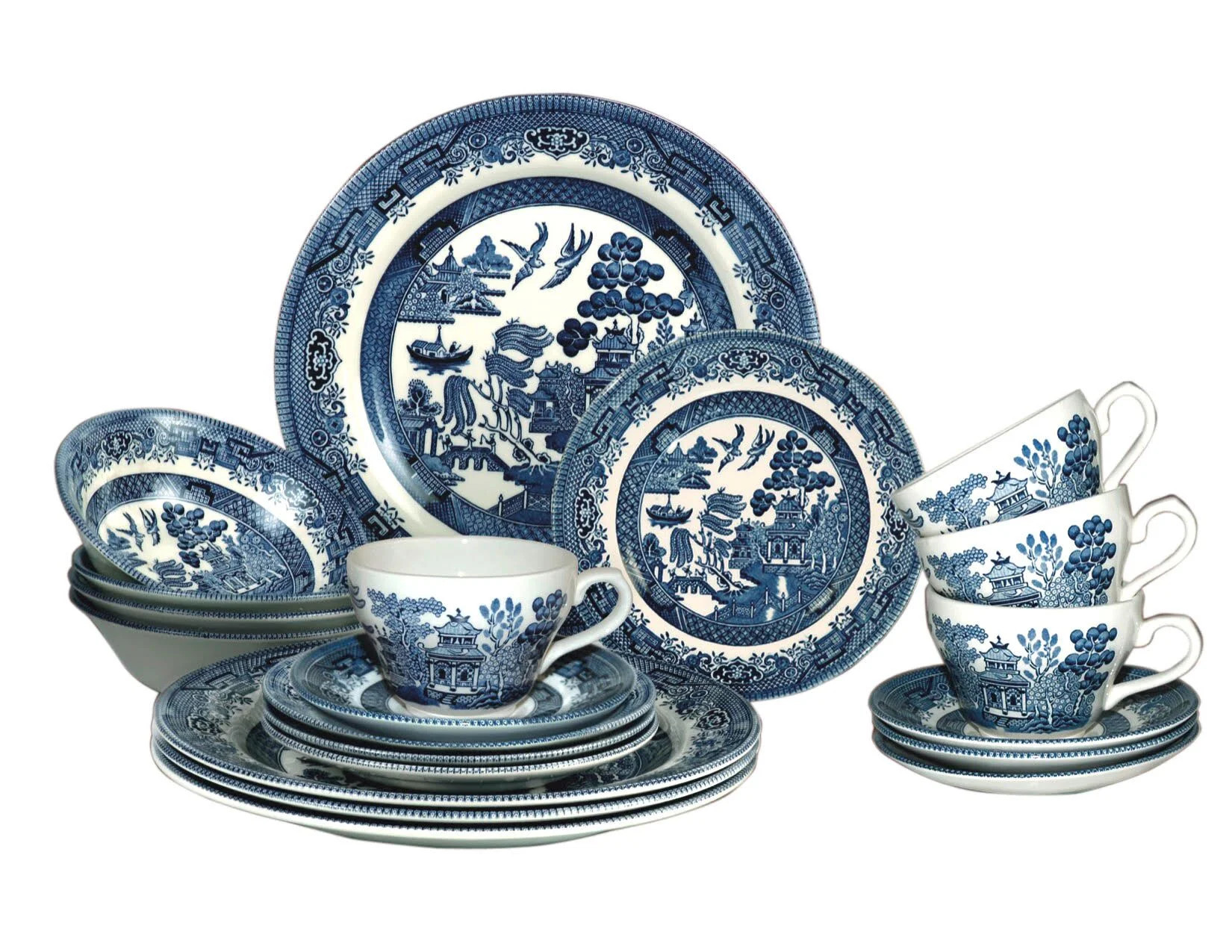 Churchill Blue Willow Plates Bowls Cups 20 Piece Dinner Set, Made In England | Walmart (US)